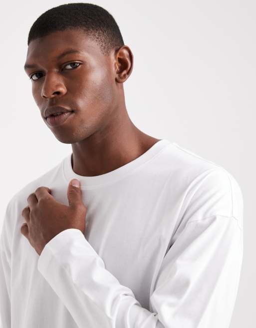 New Look long sleeve oversized t-shirt in white, 5 of 5