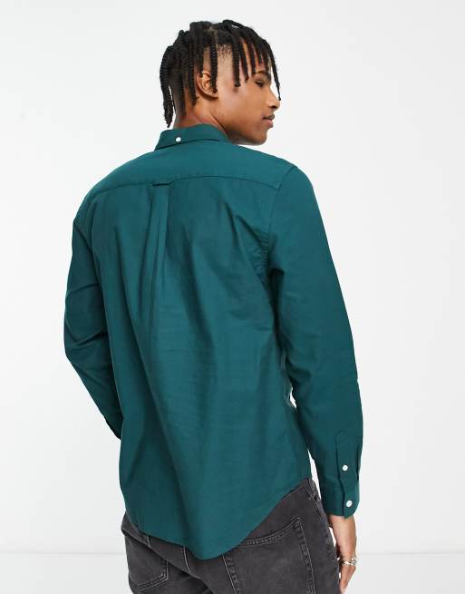 New Look long sleeve oxford shirt in dark green, 2 of 4