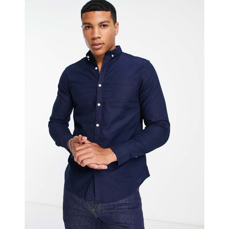 Navy blue best sale long sleeve shirt