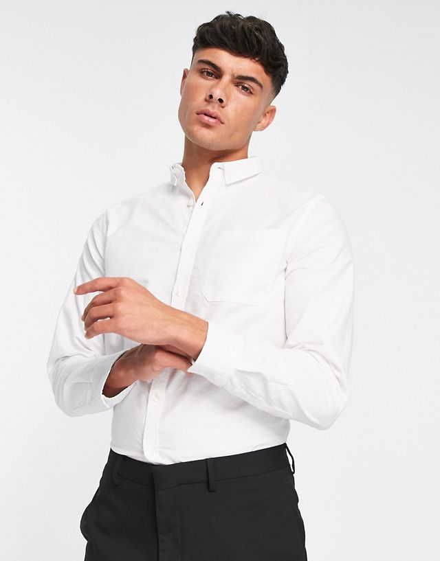 New Look long sleeve oxford shirt in white