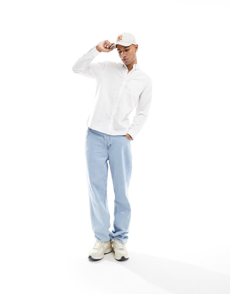 New Look long sleeve oxford shirt in white