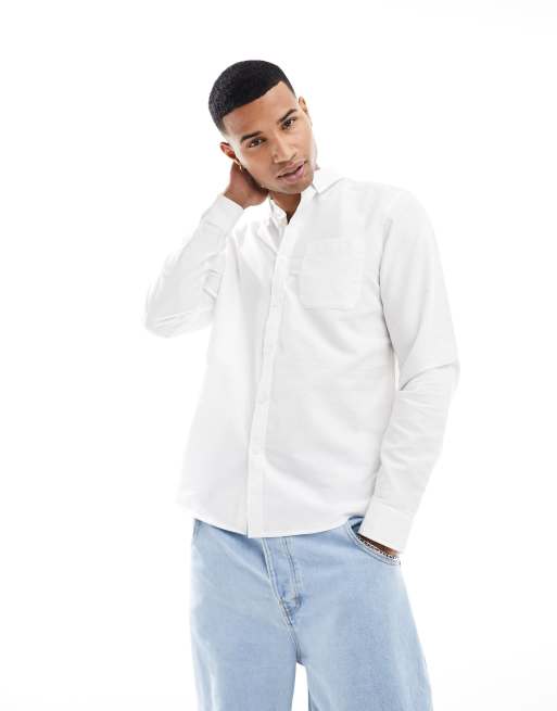 New Look long sleeve oxford shirt in white