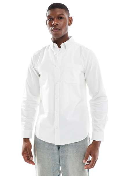 New Look long sleeve oxford shirt in white - view 1
