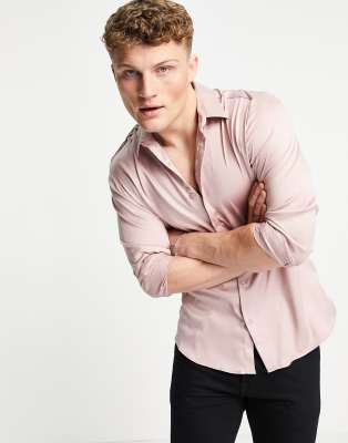 new look pink satin shirt