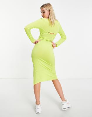 lime green bodycon midi dress