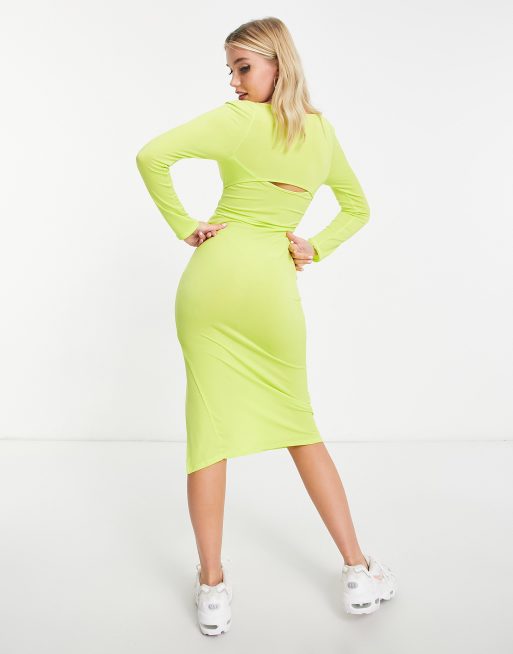 Lime green bodycon outlet midi dress