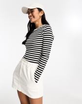 ASOS DESIGN long sleeve bodysuit with turtle neck in mono stripe