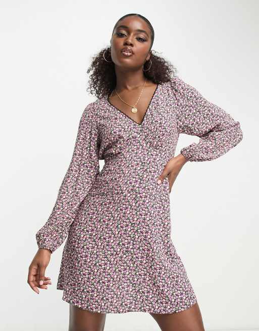 Long sleeve outlet mini floral dress