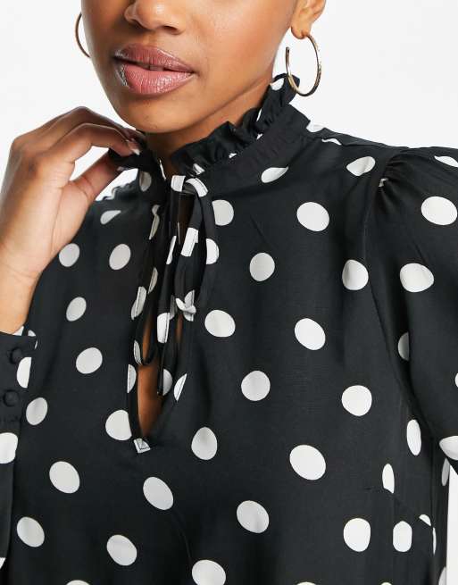 High neck store polka dot dress