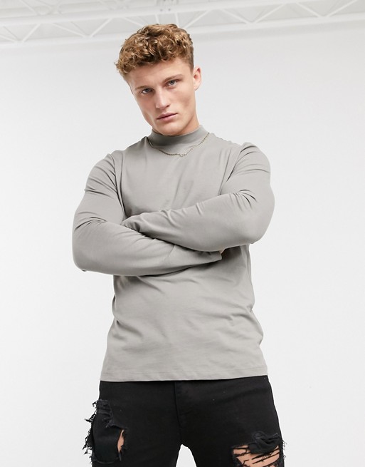 New Look organic cotton long sleeve turtle neck in grey
