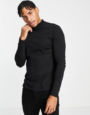 New Look long sleeve turtle neck t-shirt in black