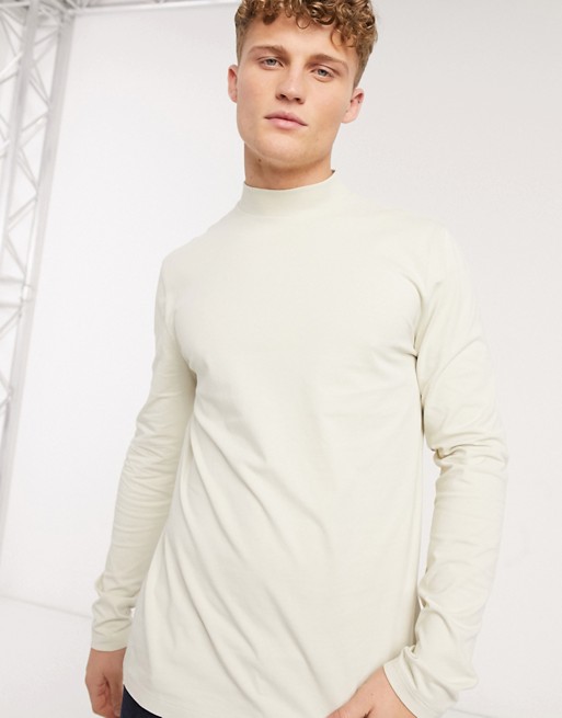 New Look long sleeve turtle neck t-shirt in cream