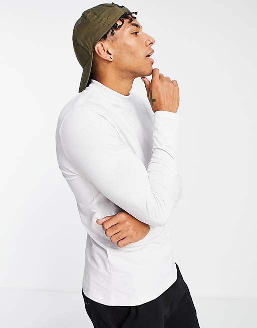 New Look long sleeve turtle neck t-shirt in off white