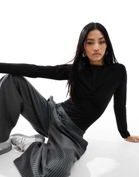 New Look long sleeve twist detail body in black
