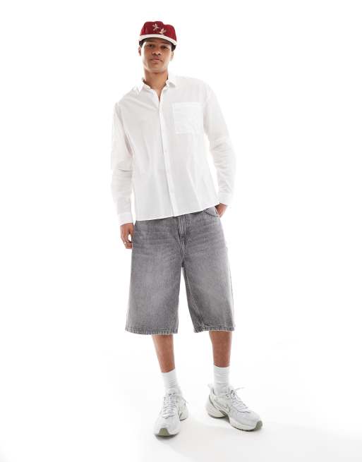 New Look long sleeved oversized shirt in white, 2 of 4