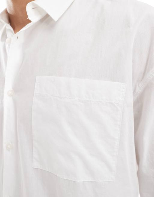 New Look long sleeved oversized shirt in white, 4 of 4