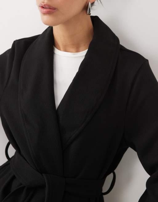 New Look longline belted coat in black, 2 of 4