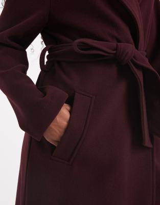 New Look Longline Belted Coat In Red