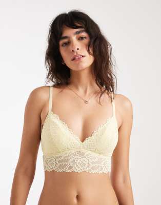 New Look - Longline-Bustier aus Spitze in Gelb