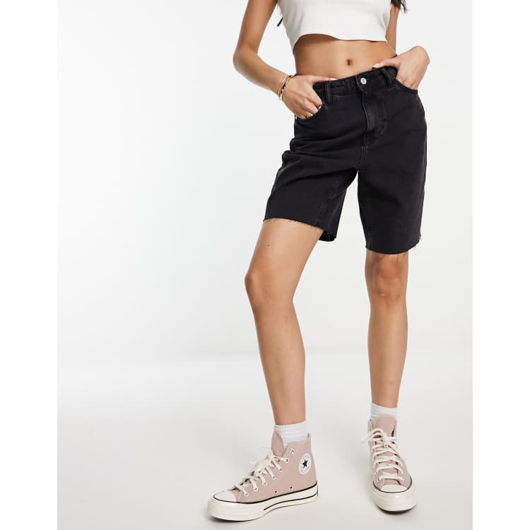 Black denim shorts new look best sale