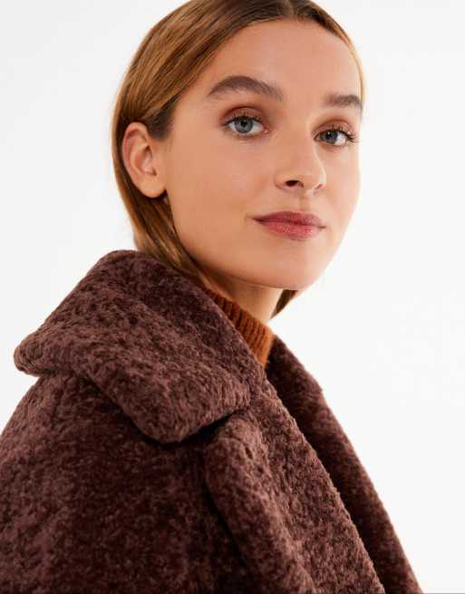 Rust faux fur longline on sale coat