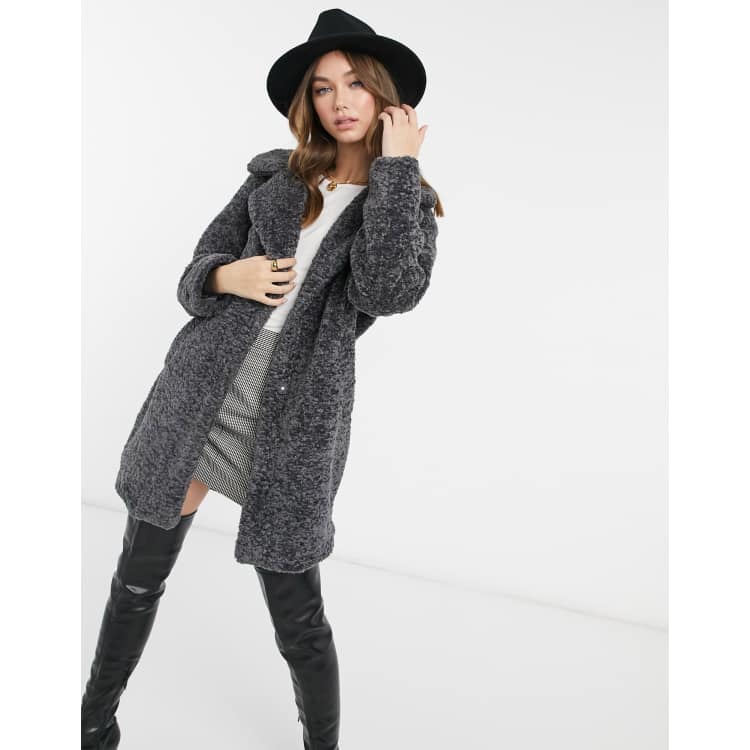 Dark grey teddy coat hotsell