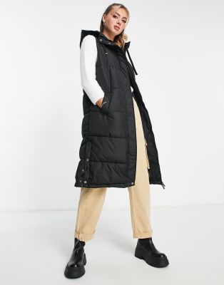 New Look - Longline-Gilet in Schwarz mit Wattierung