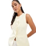 [New Look] New Look longline linen waistcoat in yellow 16 Light Yellow