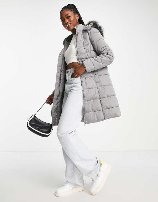 Grey longline hot sale padded coat