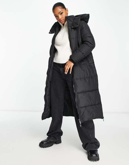 Black padded longline coat