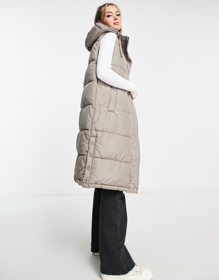 New Look longline padded vest in off white