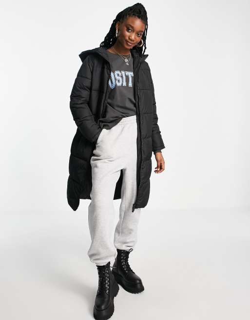 New Look longline puffer in black | ASOS