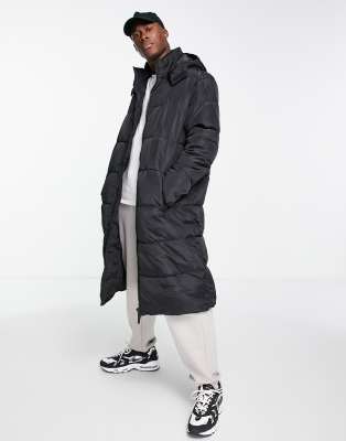 New Look longline puffer jacket in black - ASOS Price Checker