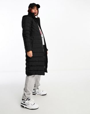 New Look longline puffer jacket in black - ASOS Price Checker
