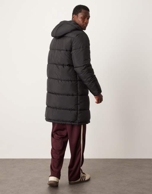 New Look longline puffer jacket in black ASOS