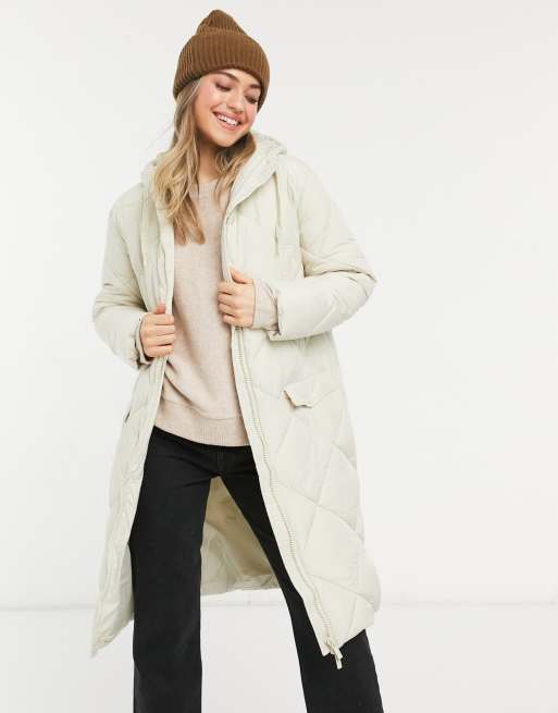 New Look longline quilted puffer coat in cream