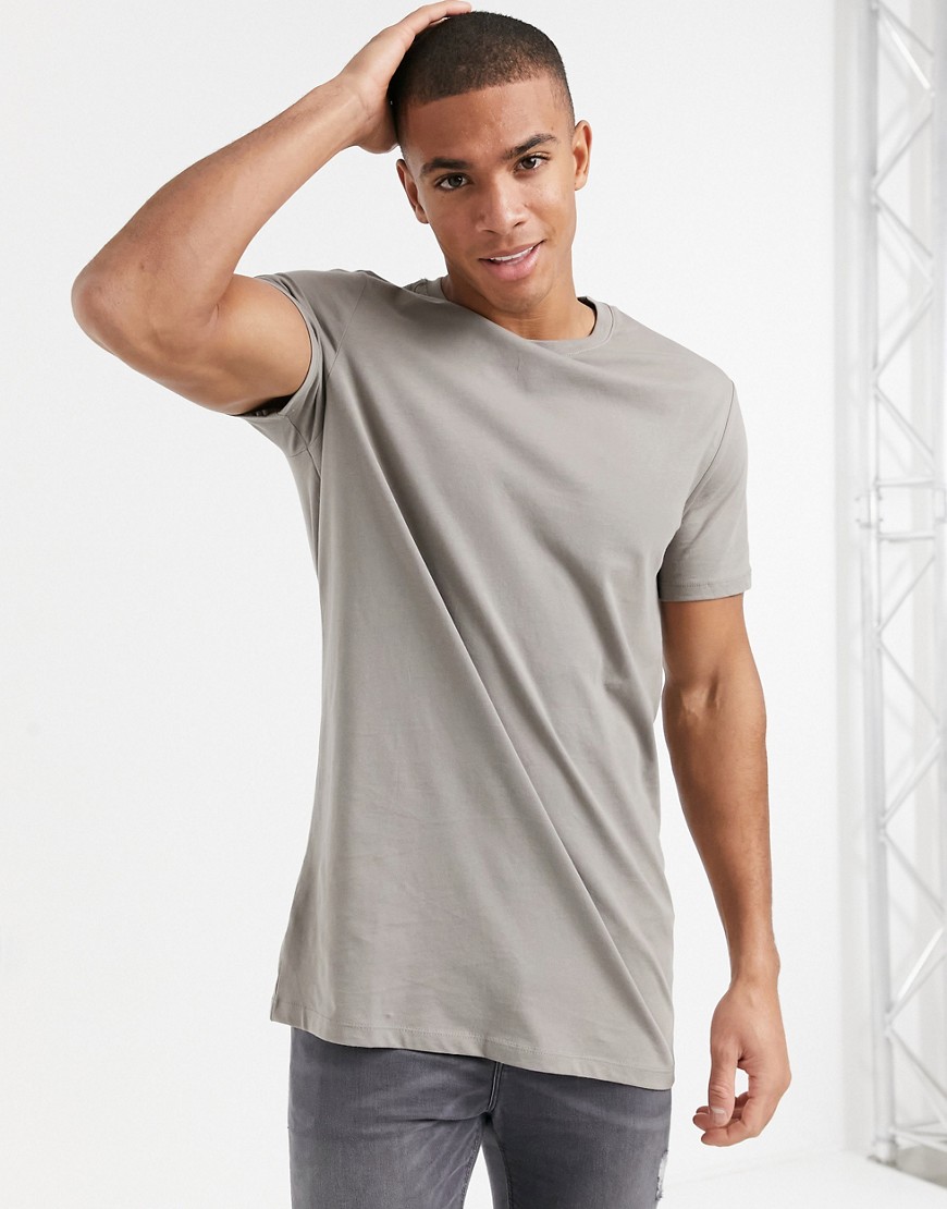 New Look Longline T-Shirt in Gray-Grey