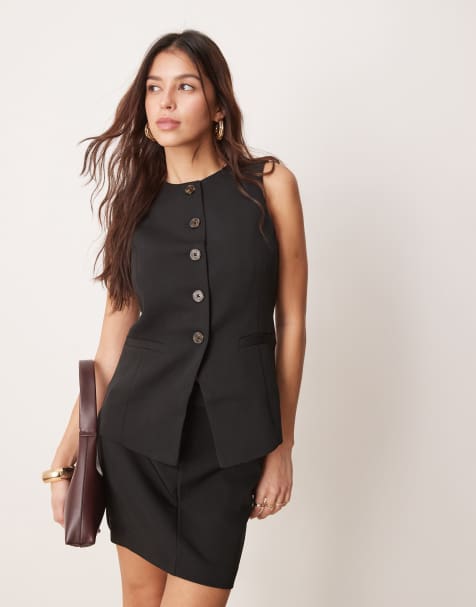 New Look longline tailored waistcoat co-ord in black