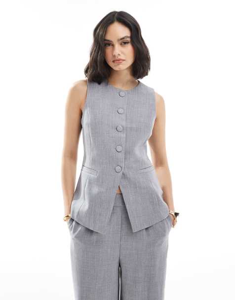 New Look longline tailored waistcoat co-ord in grey - view 1