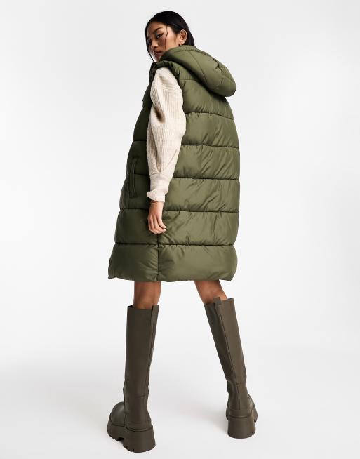New Look longline vest in khaki ASOS