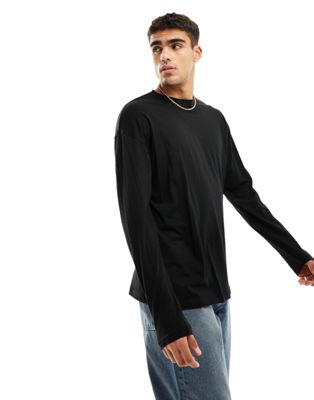 New Look longsleeved plain t-shirt in black - ASOS Price Checker
