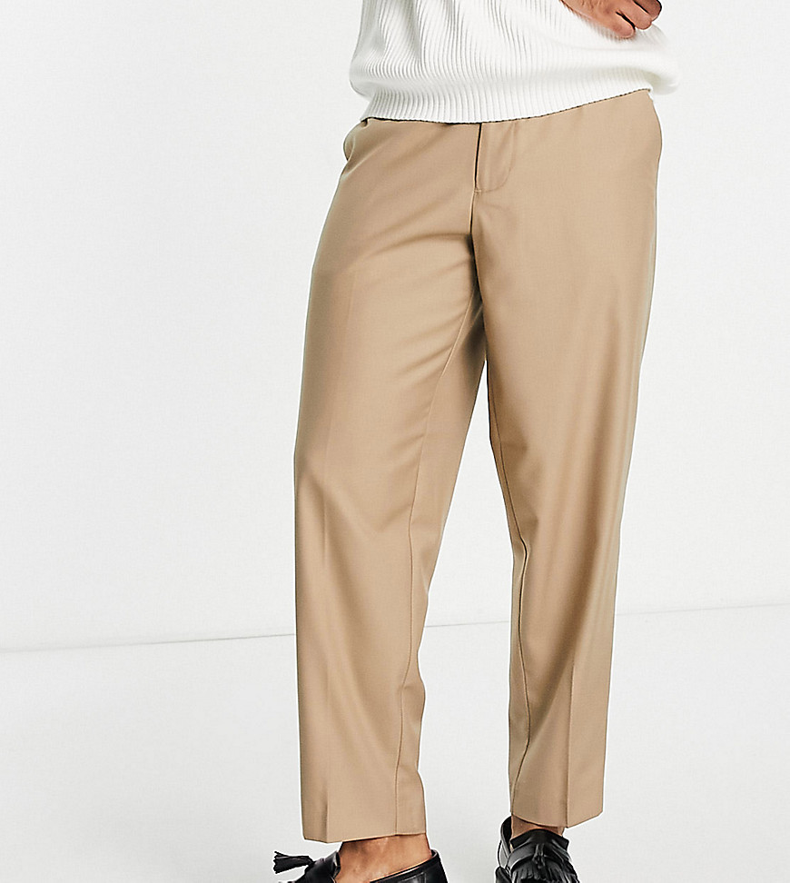 New Look loose fit smart pants in tan-brown