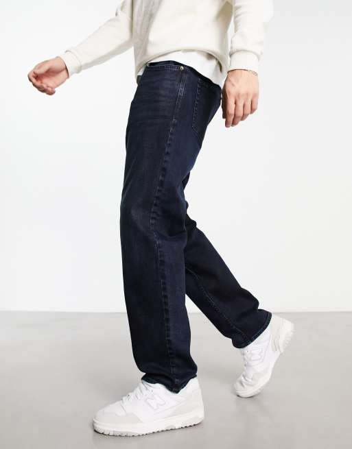 Mens dark sale blue straight jeans