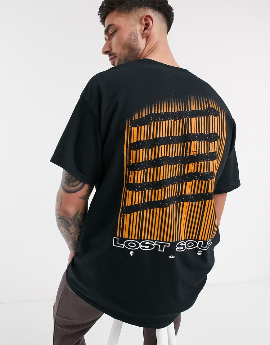 New Look lost soul front and back print t-shirt in black