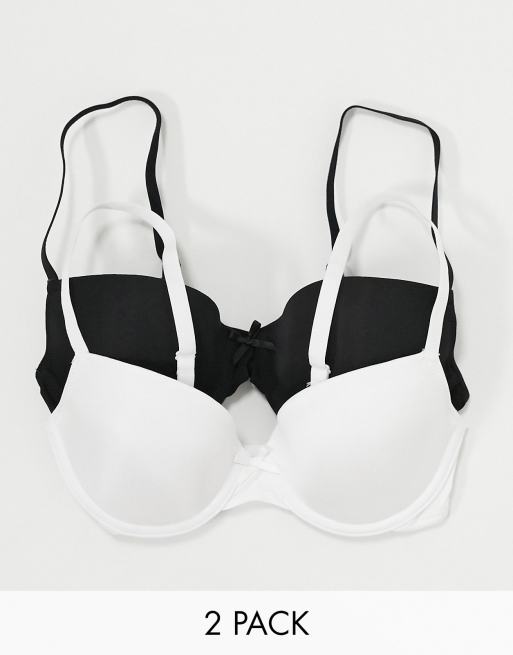 New Look - Lot de 2 soutiens-gorge invisibles - Noir et blanc