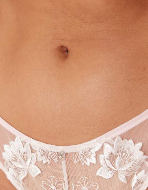 New Look lotus embroidery brazilian briefs in pink, 2 of 4