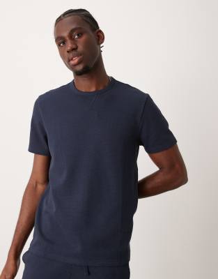 New Look New Look loungewear waffle t-shirt co-ord in navy