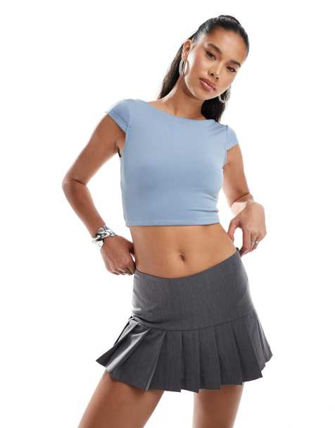 New Look low back crop top in teal - view 1
