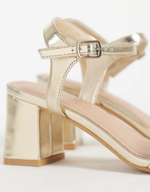 New Look low block heel in gold, 3 of 4