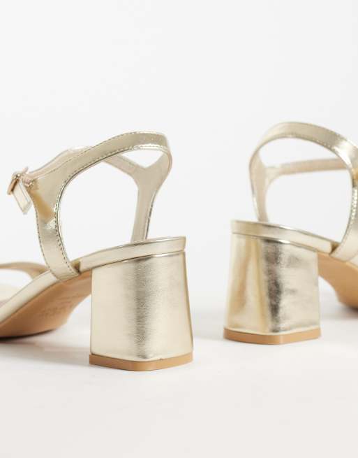 New Look low block heel shoes in gold, 4 of 4